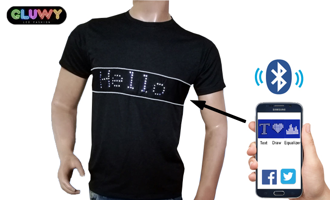 Uitvoerder Ounce Fractie LED Tshirts with programmable LED scrollable display via Smartphone -  Custom LED shirts