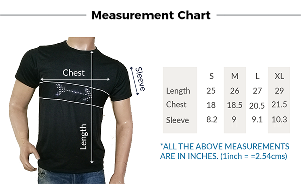 scroolable led t-shirts size table